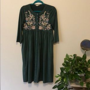 Green suede embellished dress